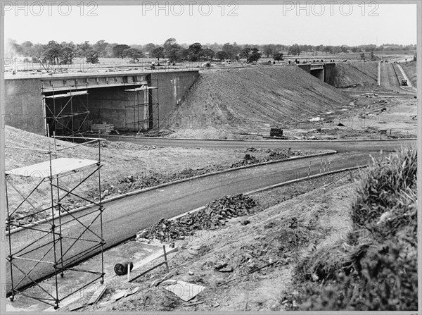 M6 Motorway, Junction 16, M6, Audley Rural, Newcastle-under-Lyme, Staffordshire, 17/06/1963. Creator: John Laing plc.