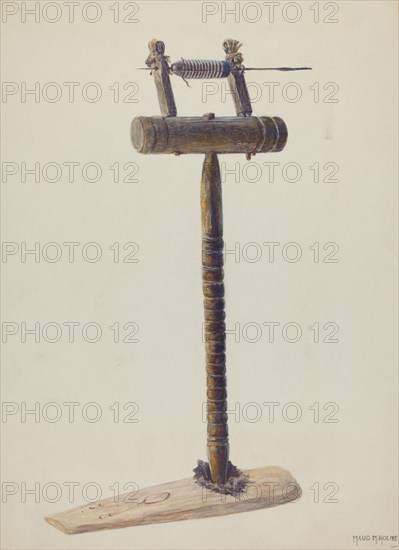 Spinning Wheel, c. 1938. Creator: Maud M Holme.