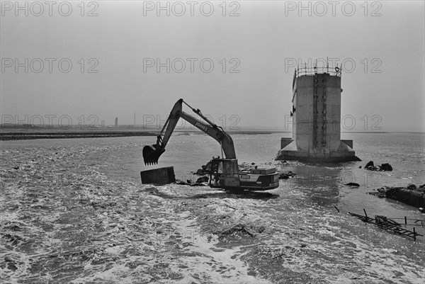 Progress on the construction of the Second Severn Crossing, showing a Komatsu..., 19/08/1993. Creator: John Laing plc.