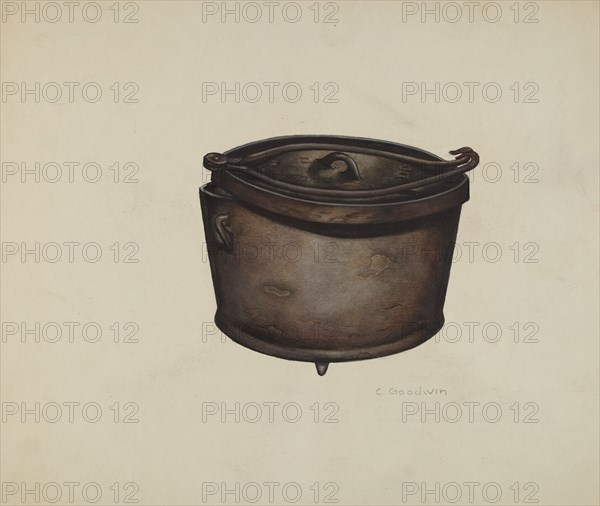 Iron Pot and Pot Hooks, c. 1937. Creator: Charles Goodwin.