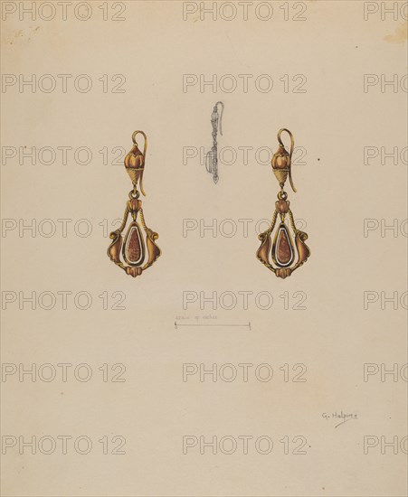 Earrings, c. 1937. Creator: Grace Halpin.