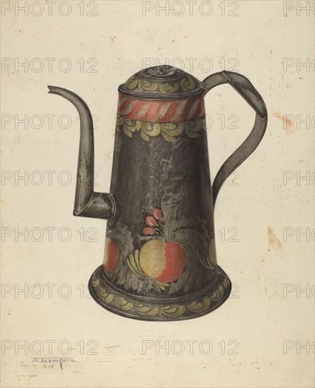 Toleware Coffee Pot, c. 1938. Creator: Nicholas Acampora.