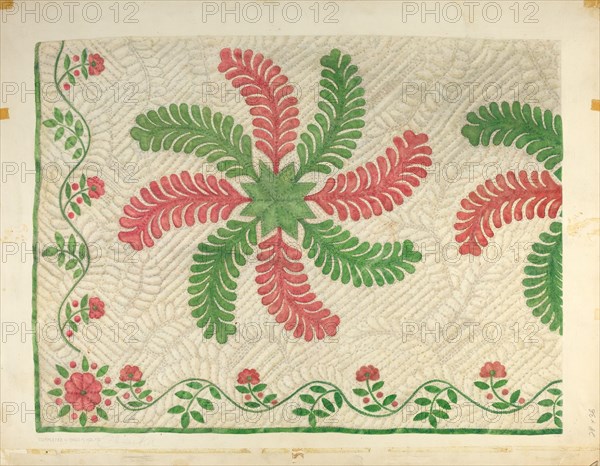 Quilt Applique Pattern, c. 1939. Creator: Maud M Holme.
