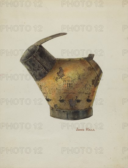 Japanned Coal Scuttle, c. 1940. Creator: John Hall.