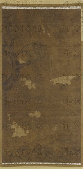 Birds, Willow Tree, and Flowers, Ming dynasty, 15th-16th century. Creator: Unknown.