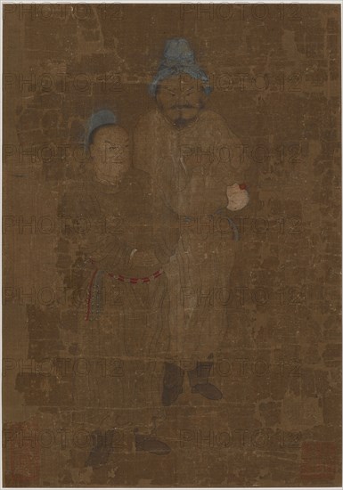 Two male figures, standing, Ming dynasty, 17th century. Creator: Unknown.