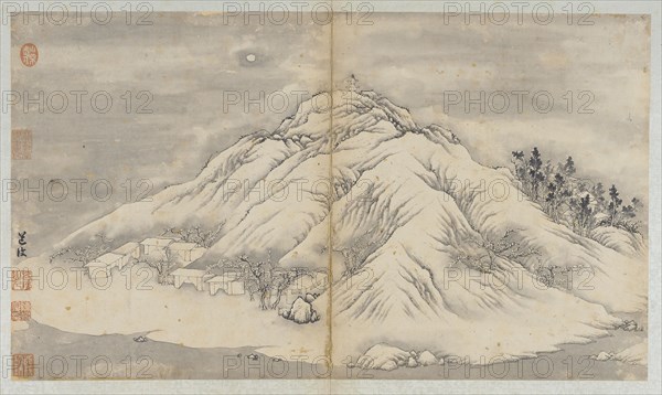 Winter landscape: a moon-lit hill and buildings, Qing dynasty, 18th century. Creator: Unknown.