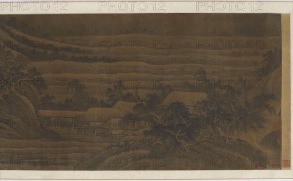 River Valley with houses and temples, Ming dynasty, 15th-16th century. Creator: Unknown.