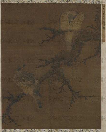 Two Hawks on a Barren Bough, Ming dynasty, 16th century. Creator: Unknown.