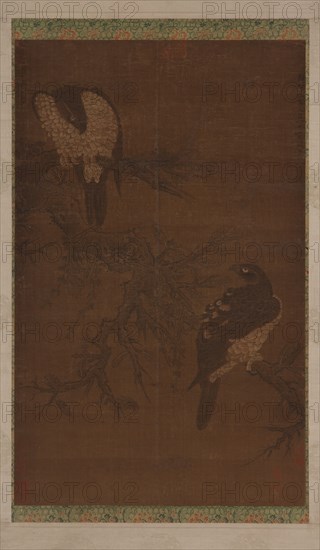 Two Hawks on a Withered Bough, Ming dynasty, 16th century. Creator: Unknown.