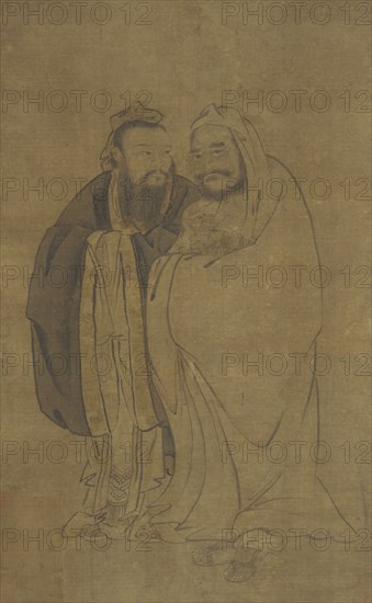 Confucius and Buddha Cradling a Qilin, Ming dynasty, 15th century. Creator: Unknown.