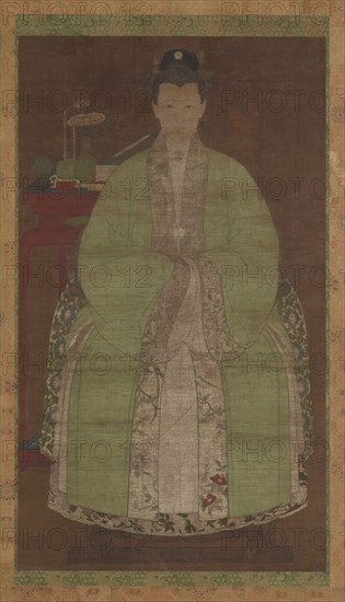 Portrait of a woman in green, Possibly Ming dynasty, (17th century?). Creator: Unknown.