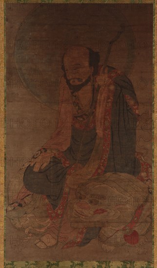 Manjusri and his lion, Ming dynasty, 1368-1644. Creator: Unknown.