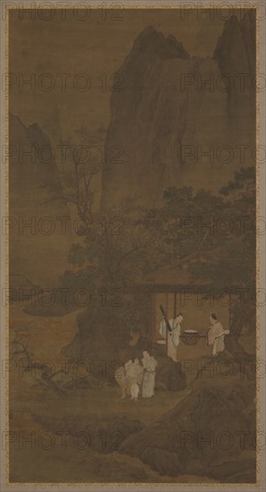 Visitor to a mountain retreat, Ming dynasty, 16th century. Creator: Unknown.