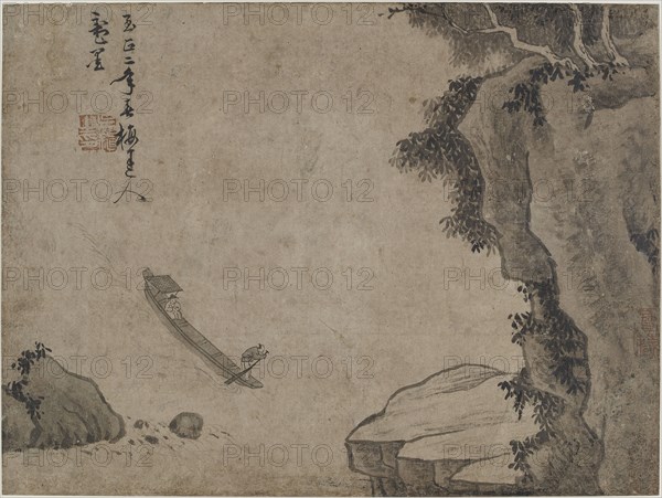 Shooting rapids under high cliffs, Possibly Yuan dynasty, (14th century?). Creator: Unknown.