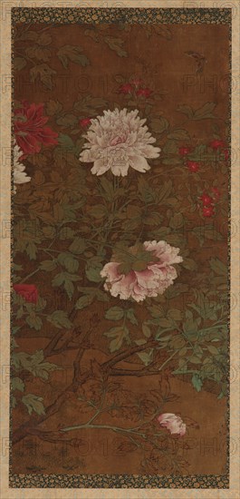 Peonies and butterfly, Ming dynasty, 1368-1644. Creator: Unknown.