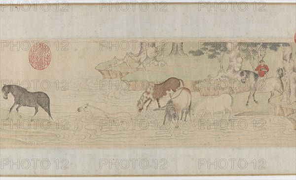 Horses and Grooms Crossing a River, Yuan or early MIng dynasty, 14th century. Creator: Unknown.
