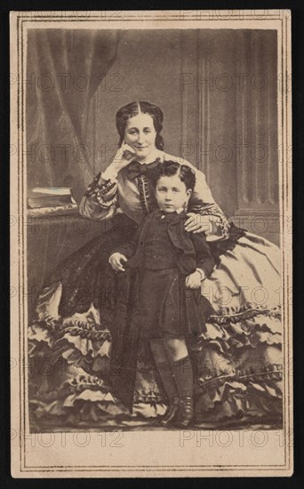 Portrait of Euge´nie de Montijo (1826-1920) and Son, Circa 1860s. Creator: E. & H.T. Anthony.