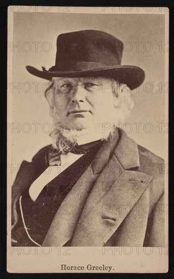 Portrait of Horace Greeley (1811-1872), 1869. Creator: Napoleon Sarony.