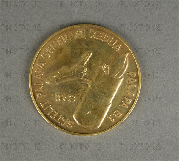 Palapa B1 Satellite Medal owned by Dr. Sally K. Ride, ca. 1983. Creator: Unknown.