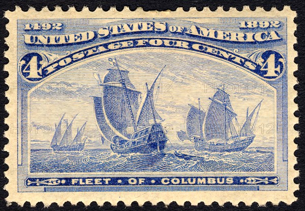 4c Fleet of Columbus single, 1893. Creator: American Bank Note Company.