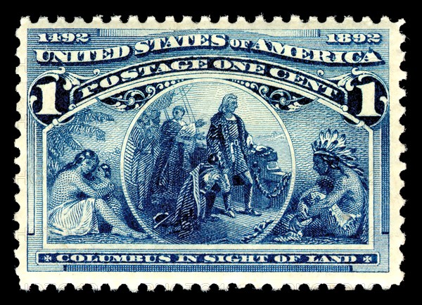 1c Columbus in Sight of Land single, 1893. Creator: American Bank Note Company.