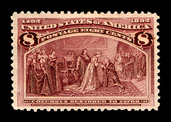 8c Columbus Restored to Favor single, 1893. Creator: American Bank Note Company.
