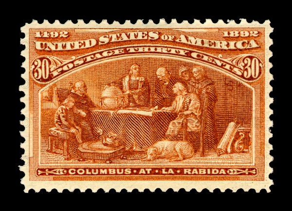 30c Columbus at La Rabida single, 1893. Creator: American Bank Note Company.