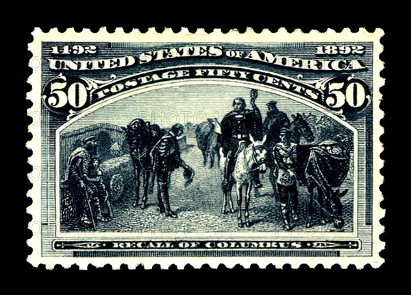 50c Recall of Columbus single, 1893. Creator: American Bank Note Company.