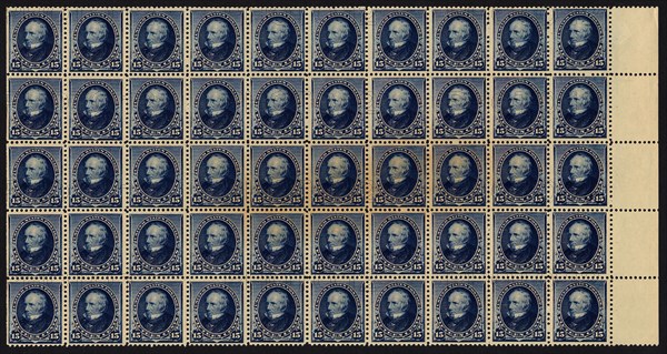 15c Henry Clay block of fifty, February 22, 1890. Creator: American Bank Note Company.