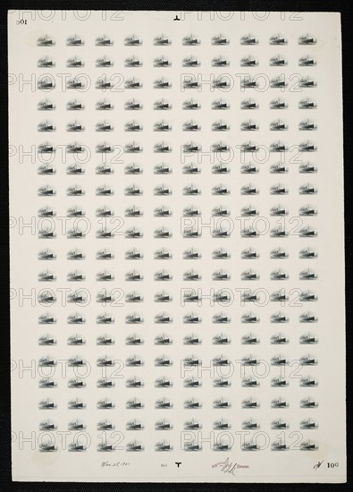 10c Pan-American Fast Ocean Navigation vignette plate proof, 487. Creator: Bureau of Engraving and Printing.