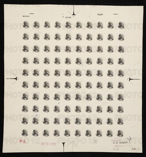 $5 Calvin Coolidge vignette plate proof, 1938. Creator: Bureau of Engraving and Printing.