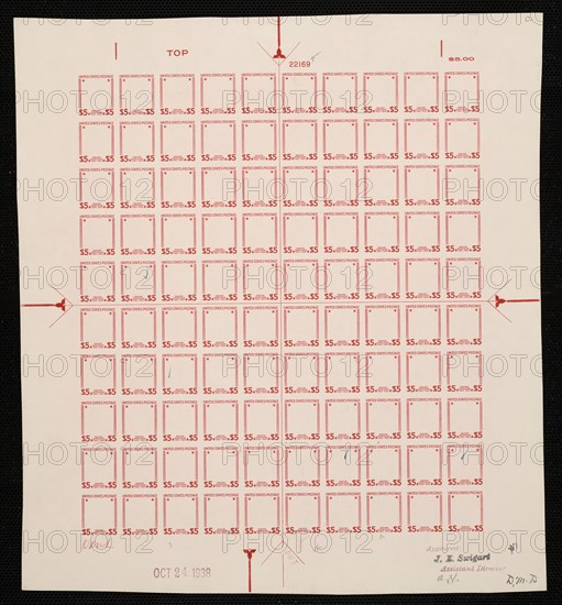 $5 Calvin Coolidge frame plate proof, 1938. Creator: Bureau of Engraving and Printing.