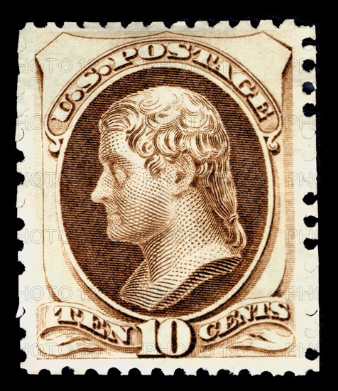 10c Thomas Jefferson special printing single, 1875. Creator: Continental Bank Note Company.