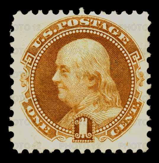 1c Franklin re-issue single, 1875. Creator: National Bank Note Company.