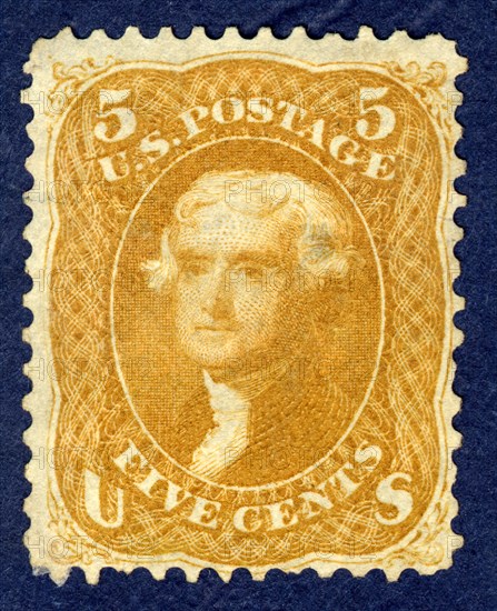 5c Jefferson single, 1861. Creator: National Bank Note Company.