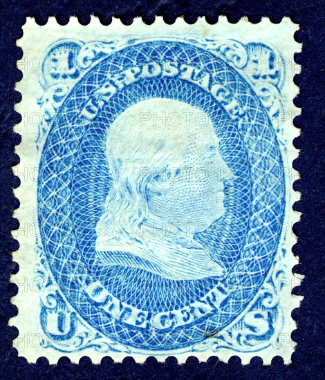 1c Franklin F Grill single, 1867. Creator: National Bank Note Company.