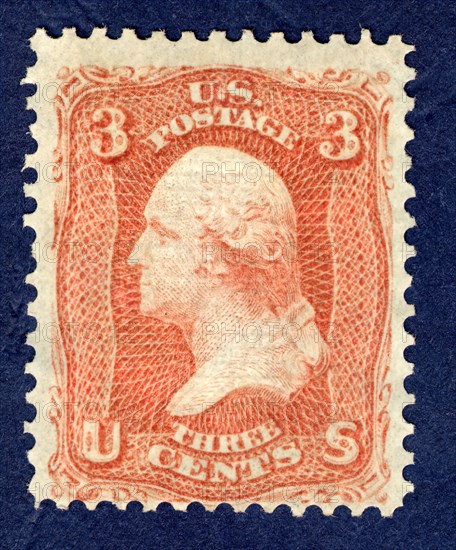 3c Washington F Grill single, 1867. Creator: National Bank Note Company.