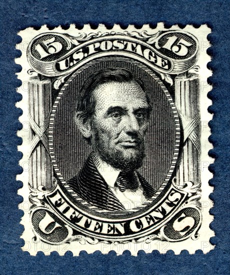 15c Abraham Lincoln re-issue single, 1875. Creator: National Bank Note Company.