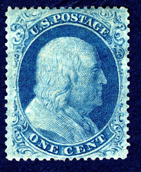 1c Franklin type II single, 1857. Creator: Toppan, Carpenter & Company.