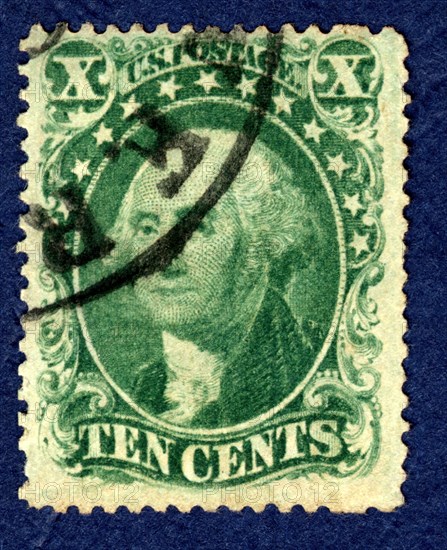 10c Washington type II single, 1857. Creator: Toppan, Carpenter & Company.