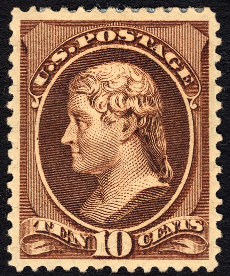 10c Thomas Jefferson single, 1882. Creator: Unknown.