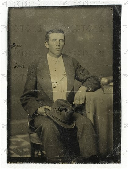 Untitled (Portrait of Seated Man with Hat in Lap), 1850/99. Creator: Unknown.