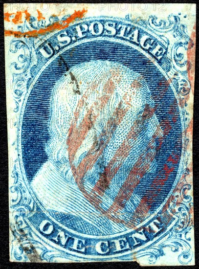 1c Franklin type I single, 1851. Creator: Unknown.