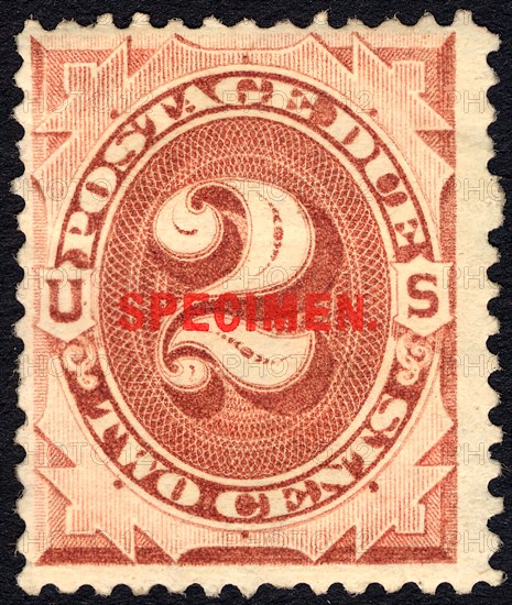 2c Postage Due specimen overprint single, 1884. Creator: Unknown.