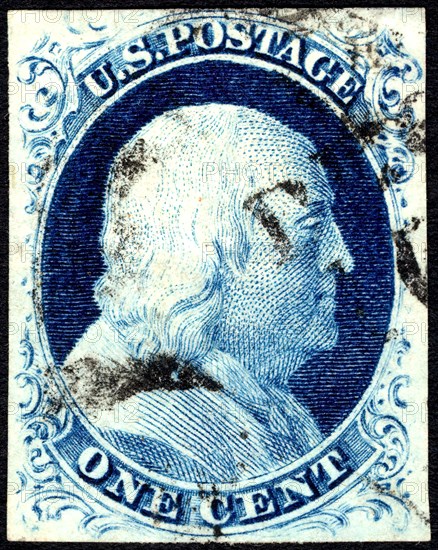 1c Franklin type IV single, 1852. Creator: Unknown.