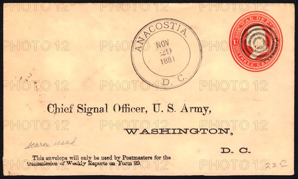 3c Washington War Department cover, November 29, 1881. Creator: Unknown.