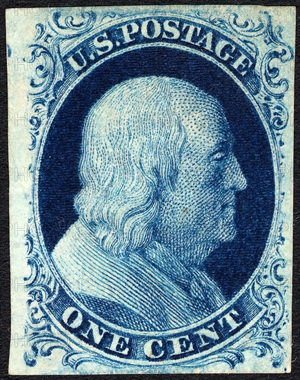 1c Franklin type II single, 1851. Creator: Unknown.