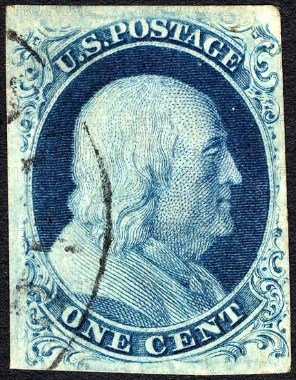 1c Franklin type IIIa single, 1851. Creator: Unknown.
