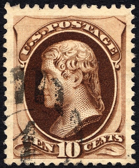 10c Thomas Jefferson single, 1879. Creator: Unknown.